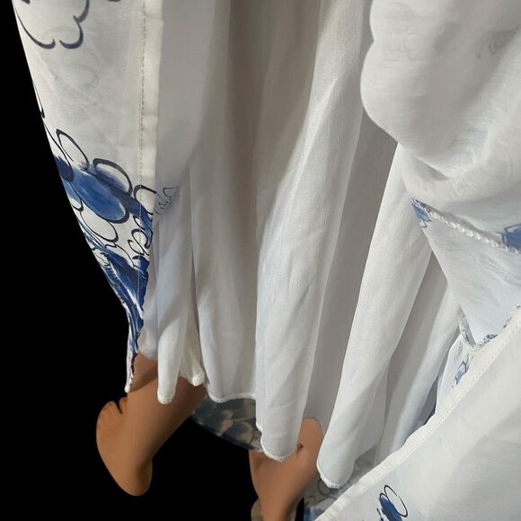 Giffniseti Floral Dress Boho Travel Cut Out Bishop Sleeve Ruffle Flounce Hem XL - Picture 7 of 15